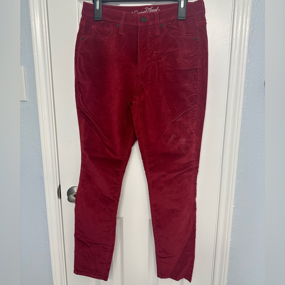 Universal thread, high-rise, red velvet skinny jeans